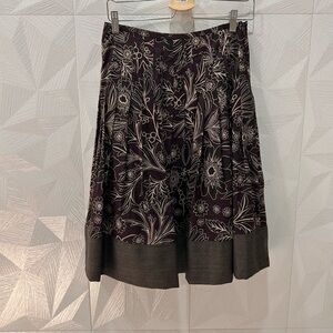 Antonio Melani Womens Skirt Inverted Pleats Lined Silk Cotton Brown Midi Sz 4